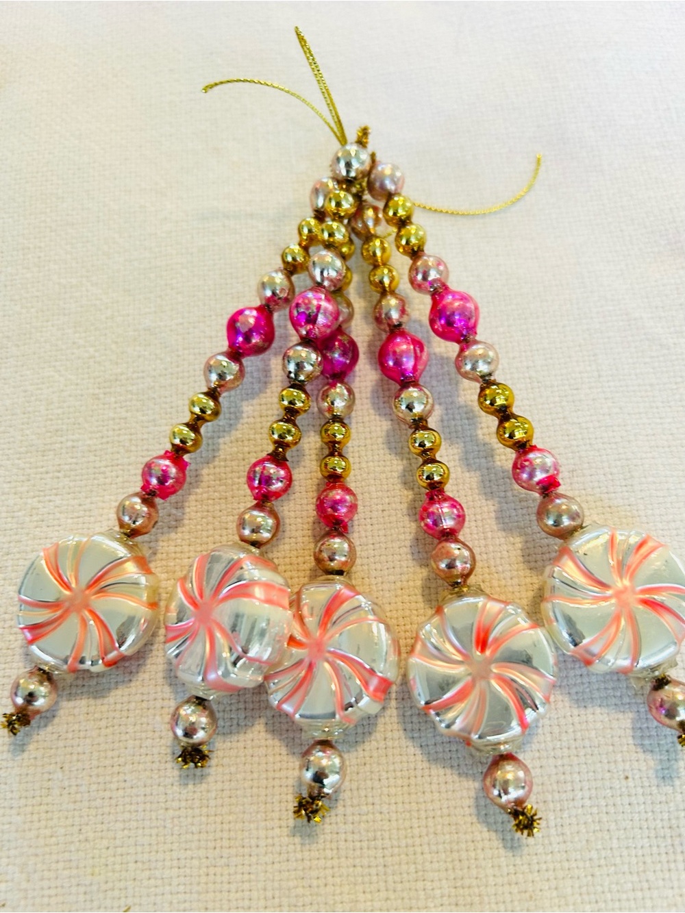 Vintage repurposed garland bead, icicle holiday Christmas ornaments
